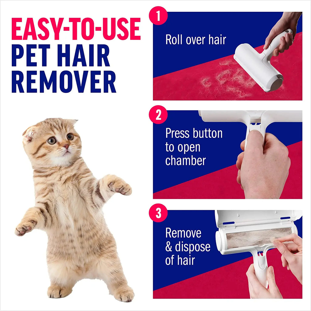 REUSABLE Pet Remover Roller - self-cleaning Dog & Cat Fur Cleanert