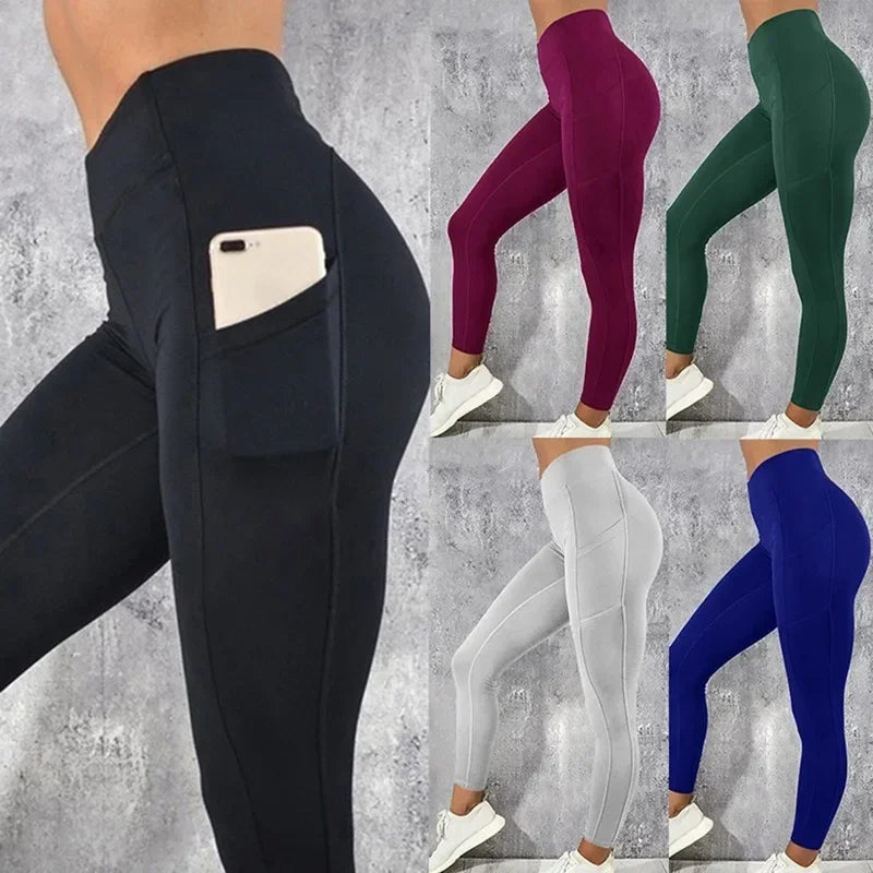 Yoga Fitness Women Leggings High Waist Tights with Pocket Gym Workout Running Stretchy Sexy Butt Liftting Casual Skinny Pants perfect for workout
